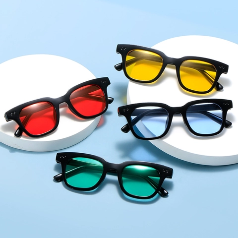 Gafas De Sol Cuadradas Retro Protección UV Montura PC Lentes De Resina Detalle De Remache Moda Unisex Para Conducir Viajes Fiesta