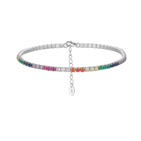 S925 Sterling Silver Tennis Bracelet 2mm Adjustable Gold Plated Zirconia Rhinestone Link Chain Jewelry For Women Men Gift