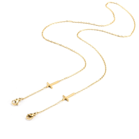 Titanium Steel Cross Pendant Glasses Chain And Mask Lanyard Gold Tone Fashion Accessory For Women
