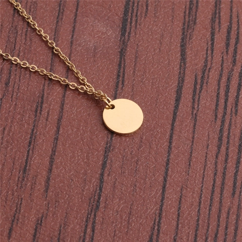 Minimalistische Polierte Runde Scheibenanhänger Schlüsselbein Halskette Edelstahl O-Kette Geometrischer Schmuck Für Herren Damen