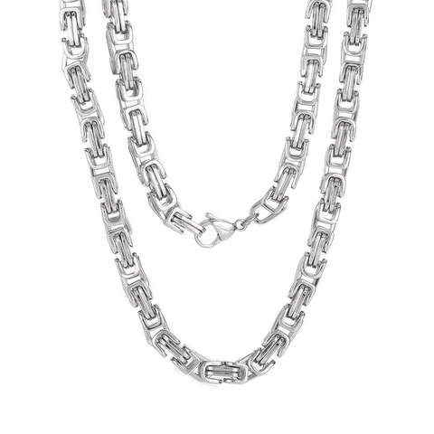 Byzantine Chain Necklace Stainless Steel Hip Hop Punk Heavy Metal Link Jewelry For Men Classic Fashionable Gift Accessory