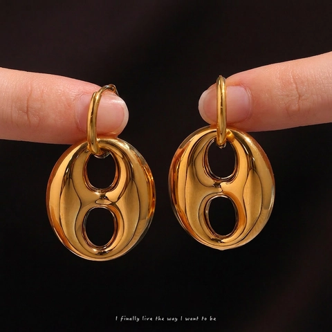 Σκουλαρίκια Από Ανοξείδωτο Ατσάλι Hollow Coffee Bean 18K Επιχρυσωμένα Γεωμετρικά Μόδα Μινιμαλιστικά Κοσμήματα Γυναικεία
