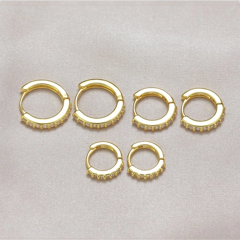 Hoop Earrings Copper Micro Pave Zirconia Huggie Circle Tiny Minimalist Jewelry For Women Elegant Sparkling Accessories
