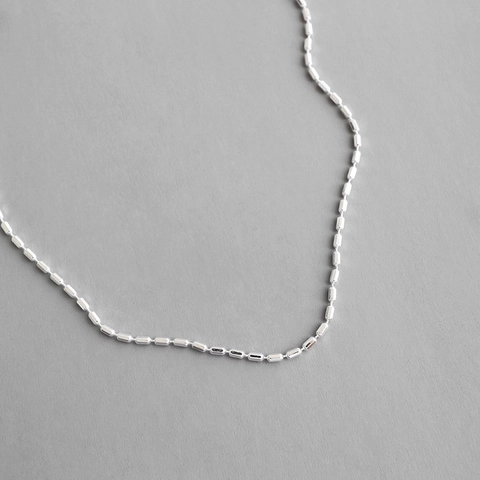 Collana Minimalista in Argento Sterling 925 con Perle Cilindriche per Donna Moda Stile Coreano Collana a Catena Regalo Gioielli