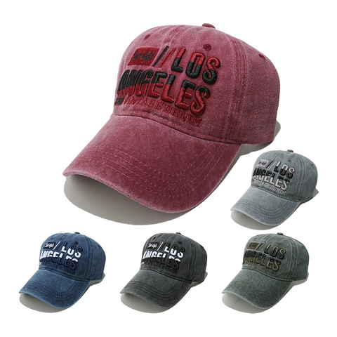 Cappellino Da Baseball In Cotone Lavato Retrò Con Ricamo Los Angeles Protezione Solare Regolabile Cappello Unisex