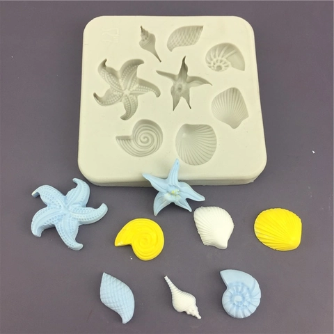 Ozean Stil Silikonform Seestern Muschel Schnecke Formen Für Fondant Kuchendekoration Backen Schokolade DIY Handwerkzeug