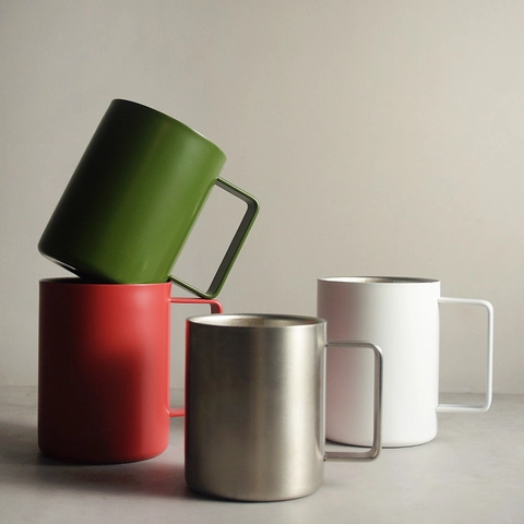 316 Edelstahl Kaffeebecher Doppelwandige Isolierte Tasse Mit Griff Interner Skala Nordisch Minimalistisch