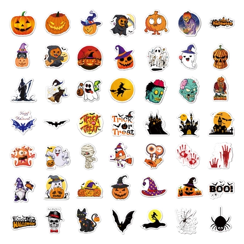 Pegatinas De Halloween Vinilo Impermeable Láser Holográfico Para Niños Álbum Recortes DIY Botella Agua Decoración Fiesta