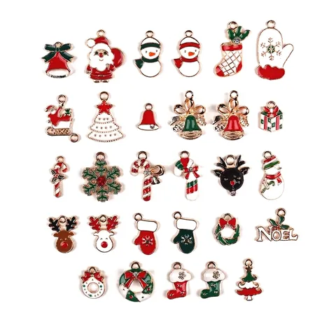 Kerst Bedeltjes Emaille Legering Kerstman Rendier Sneeuwvlok Voor DIY Sieraden Maken Ketting Armband Sleutelhanger