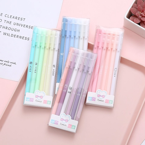 Aesthetic Morandi Colors Gel Pens Plastic 0.5mm Black Ink Writing Drawing Stationery School Office Supplies Students Gift