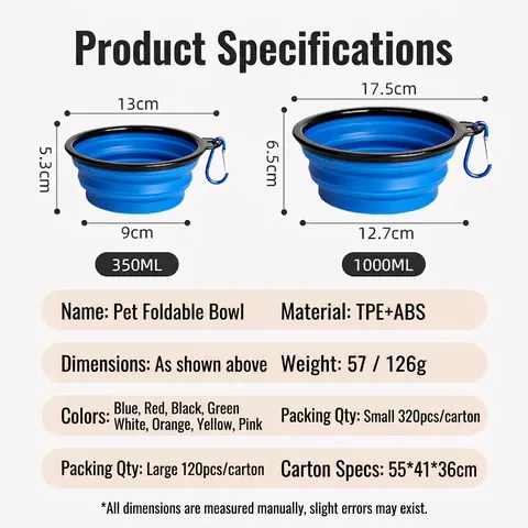 Pet Collapsible Bowl Portable TPE ABS Travel Outdoor Dog Water Dish With Carabiner Clip