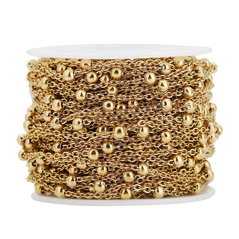 Cadena Satélite De Acero Inoxidable 304 Estación De Cuentas Accesorios Para Hacer Joyas DIY Chapado En Oro De Metal
