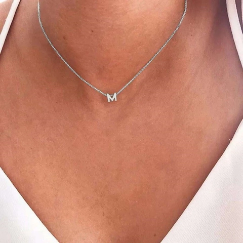 Collana Con Ciondolo Lettera Minimalista Colore Argento Lega 26 Alfabeto Catena Regolabile Gioielli Per Donna