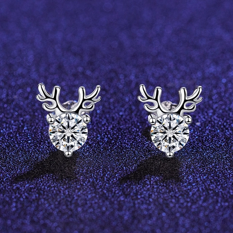 Rentier Geweih Ohrstecker Mit 925 Sterling Silber Ohrstecker Kupfer Zirkonia Tier Schmuck Für Frauen