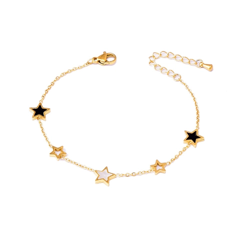 Bracciale Con Ciondoli Cuore Stella Numeri Romani Acciaio Al Titanio Madreperla Smalto Gioielli Eleganti Da Donna