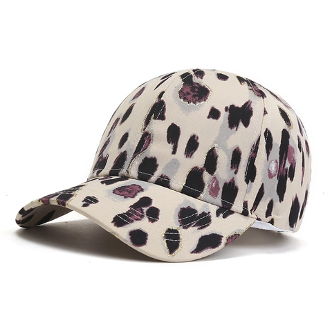 Leopard Print Baseball Cap Polyester Glitter Trim Sun Protection Adjustable Fashion Streetwear For Women Men