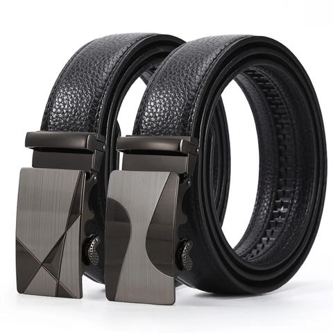 Herren Business Casual Echtleder Gürtel Automatischer Schnalle Rindsleder Hosenbänder High-End Mode Metall Schnalle Taillengürtel