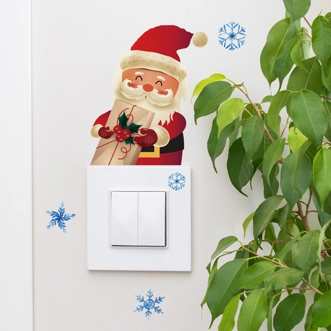 Luminous Christmas Santa Claus Switch Sticker Glow In The Dark Snowflake Wall Decal Vinyl Self Adhesive Home Decor Cartoon