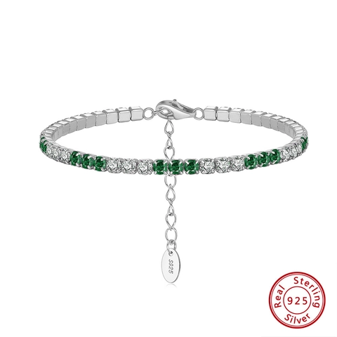 925 Sterling Silver Tennis Bracelet For Women Sparkling Zirconia Inlaid Adjustable Chain Bracelet Fashion Jewelry Gift