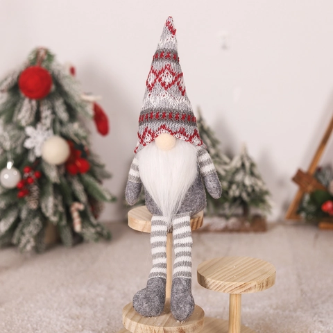 Gnomo Di Natale Bambola Di Peluche Maglia Elfo Senza Volto Decorazione Gambe Lunghe Ornamento Da Scrivania Nordico
