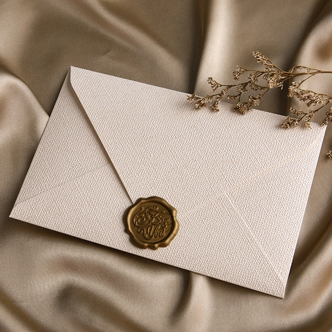 Vintage Linen Textured Envelopes And Kraft Writing Paper With Wax Seal Stamp For Invitation Letter Retro Stationery