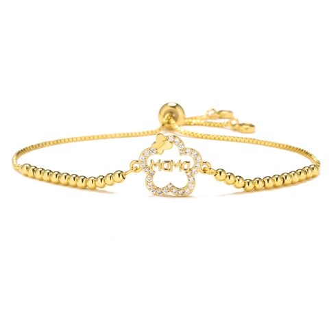 Mama Mom Letter Adjustable Bracelet Copper Gold Plated Zircon Micro Pave Slide Clasp Jewelry Mother Day Gift