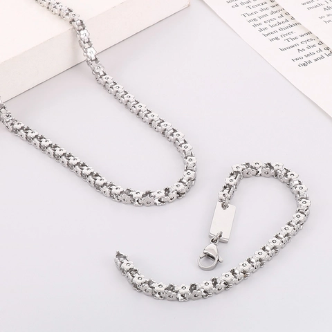 Collana A Catena Con Fiori In Acciaio Inossidabile Con Piastra Rettangolare Gioielli Minimalisti Per Uomo Donna
