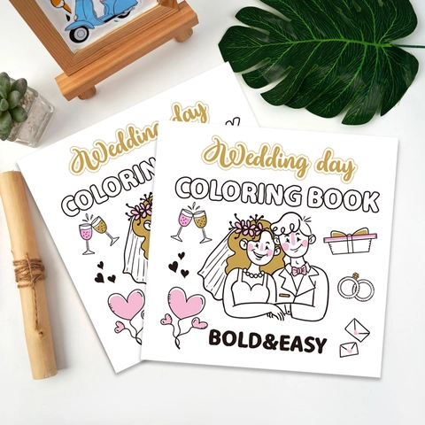 Libro Da Colorare Giorno Del Matrimonio Carta Stile Bold And Easy Sollievo Dallo Stress Illustrazione Disegnata A Mano