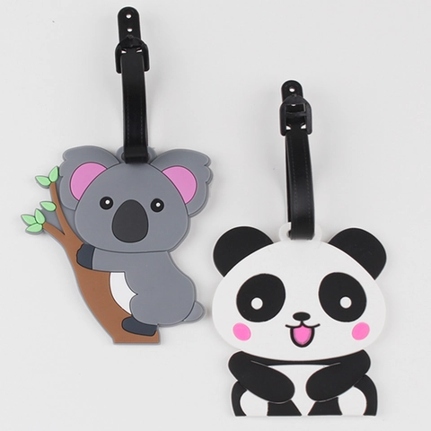 Cute Cartoon Animal Luggage Tag Silicone Waterproof Travel ID Label For Suitcase Backpack Sloth Panda Koala Alpaca