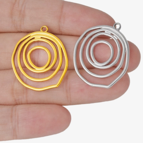 Accesorios De Colgante De Círculo Irregular 304 Acero Inoxidable Charm De Espiral Geométrica Para Hacer Joyas DIY Estilo Minimalista
