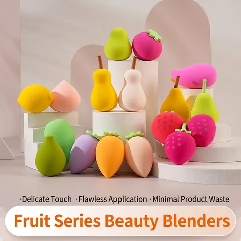 Fruchtform Make-up Schwämme Hydrophile Latexfreie Weiche Kosmetik Puffs Für Trocken Nass Anwendung Erdbeere Pfirsich Karotte