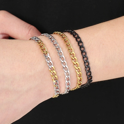 Pulsera De Cadena Eslabones Cubanos Acero Inoxidable NK Estilo Hip Hop Joyería De Moda Accesorio Para Hombres Mujeres Unisex