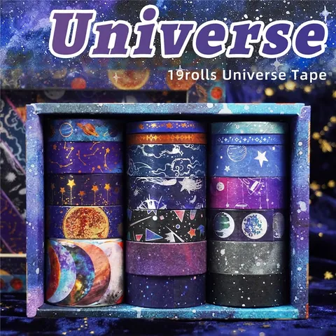 Galaxy Washi Tape Universum Planet Sternbild Mondphase Dekomaske Für Journaling DIY Handwerk Sternenhimmel Folie