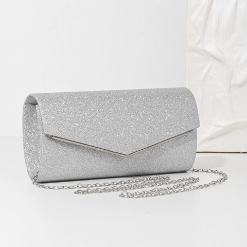 Shimmering Glitter Evening Clutch Bag For Women Elegant Sequin Wedding Party Handbag With Detachable Chain Strap