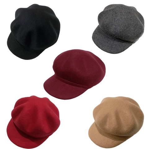 Gorra Newsboy De Pura Lana Sombrero Octogonal Retro Color Sólido Otoño Invierno Boina Cálida Sombrero De Pintor