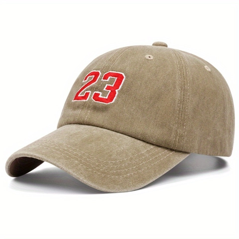 Baseballkappe Aus Gewaschener Baumwolle Mit Stickerei Nummer 23 Retro Sportlich Verstellbare Outdoor Sonnenkappe