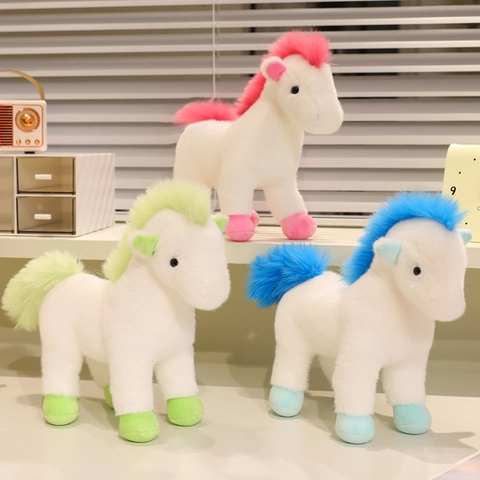 Simpatico Morbido Cavallo Peluche Animale Di Peluche Criniera Coda Colorata Imbottitura Cotone PP Arredo Casa Regalo Compleanno Bambini