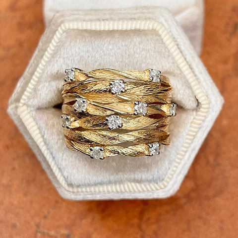 Anello a Vite Avvolta Multistrato alla Moda per Donna Rame Zirconia Fascia Larga Intrecciata Multifila Scintillante Zircone Gioielli Regalo