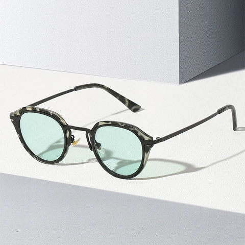 Lunettes De Soleil Ovales Rétro Protection UV400 Monture Métal Vintage Mode Pour Hommes Femmes Outdoor