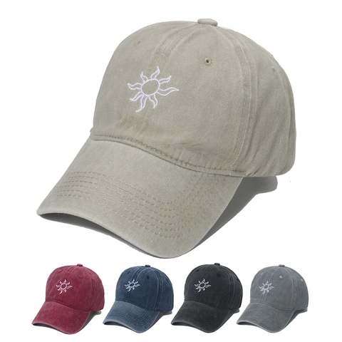 Cappello Da Baseball In Cotone Lavato Ricamo Sole Regolabile Vintage Protezione Solare Streetwear