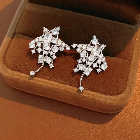 Orecchini Stella Rame Con Zircone E Perno In Argento Gioielli Eleganti E Scintillanti Per Donna