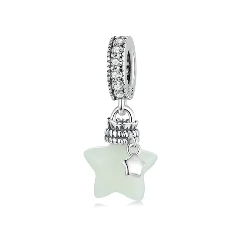 925 Sterlingsilber Stern Wunschflasche Anhänger Leuchtend Im Dunkeln Zirkonia Eingelegt DIY Schmuck Für Damen