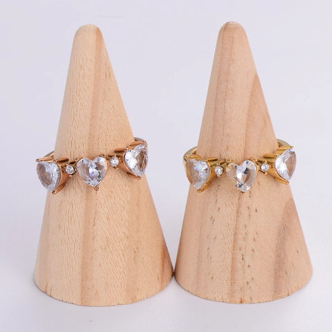 316L Edelstahl Zirkonia Herzförmiger Ring Süßer Eleganter Schmuck Für Damen Gold Roségold Plattiert