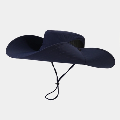 Nylon Polyester Outdoor Sun Hat Wide Brim Breathable Mesh Quick Dry Boonie Hat With Adjustable Chin Strap Men Women
