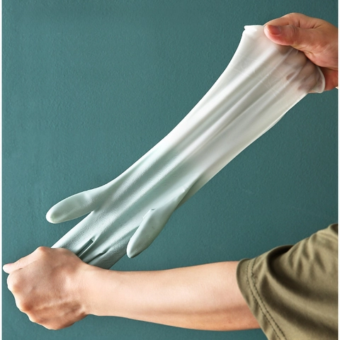 Rubber Cleaning Gloves Waterproof Dishwashing Household Protective Anti-Slip Durable Long Sleeve Kitchen Laundry Protective