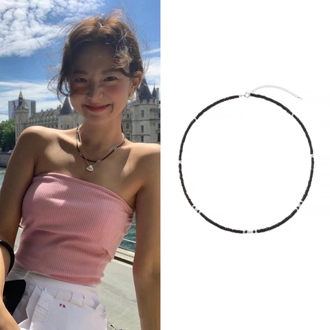 Perlenhalskette Für Damen Naturstein Glasperlen Mit Herz Schleife Blumen Anhänger Minimalistische Schichtung Schlüsselbein Kette Schmuck