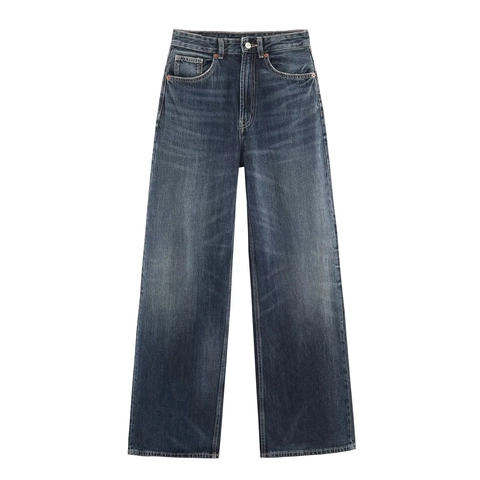 Women High Waisted Wide Leg Jeans Washed Denim Straight Trousers Retro Casual Streetwear Sexy