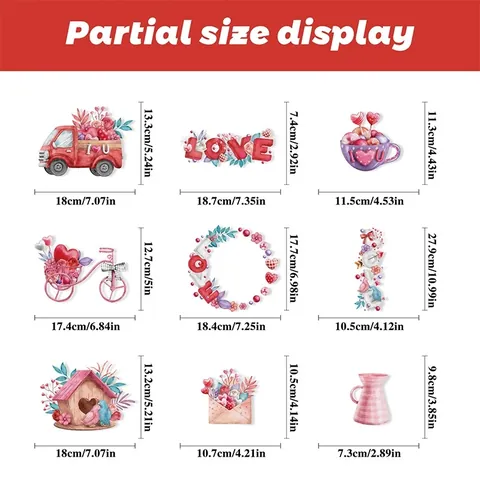 Calcomanías De Ventana San Valentín Pegatinas Corazón Estáticas PVC Decoraciones Romántico Rosa Gnomo Ornamento Puerta Vidrio