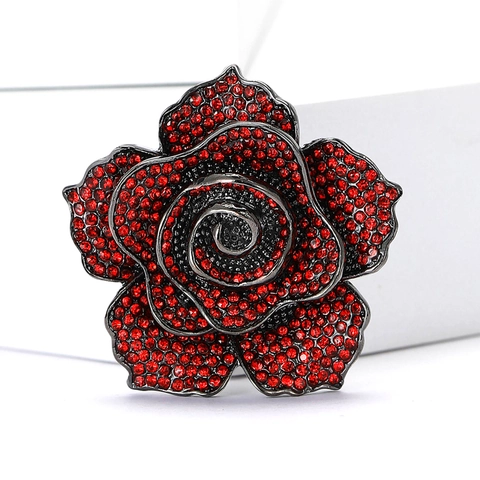Vintage Spilla Rosa Strass in Lega per Donna Elegante Spilla Floreale Accessori per Abiti da Sposa Gioielli per Feste