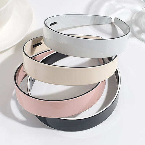 Fashion Hair Hoop Solid Color Wide Edge Acrylic Headband Non Slip Teeth Bow Decoration Hair Accessories For Women Girls
